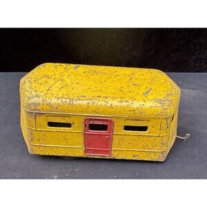 Super Rare Vtg Kingsbury Pressed Steel Toy Car Camper Trailer All Original! OS6